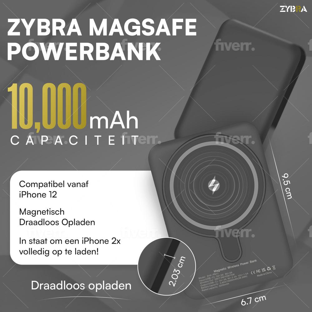 Zybra® Magsafe 10k Zwart